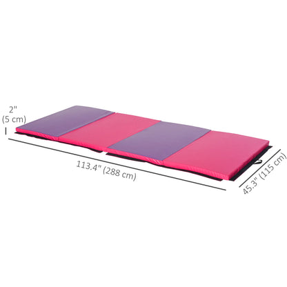 4'x10'x2'' Folding Tumbling Mat, Exercise Mat for Yoga, MMA, Pink and Purple Gymnastics Mats at Gallery Canada