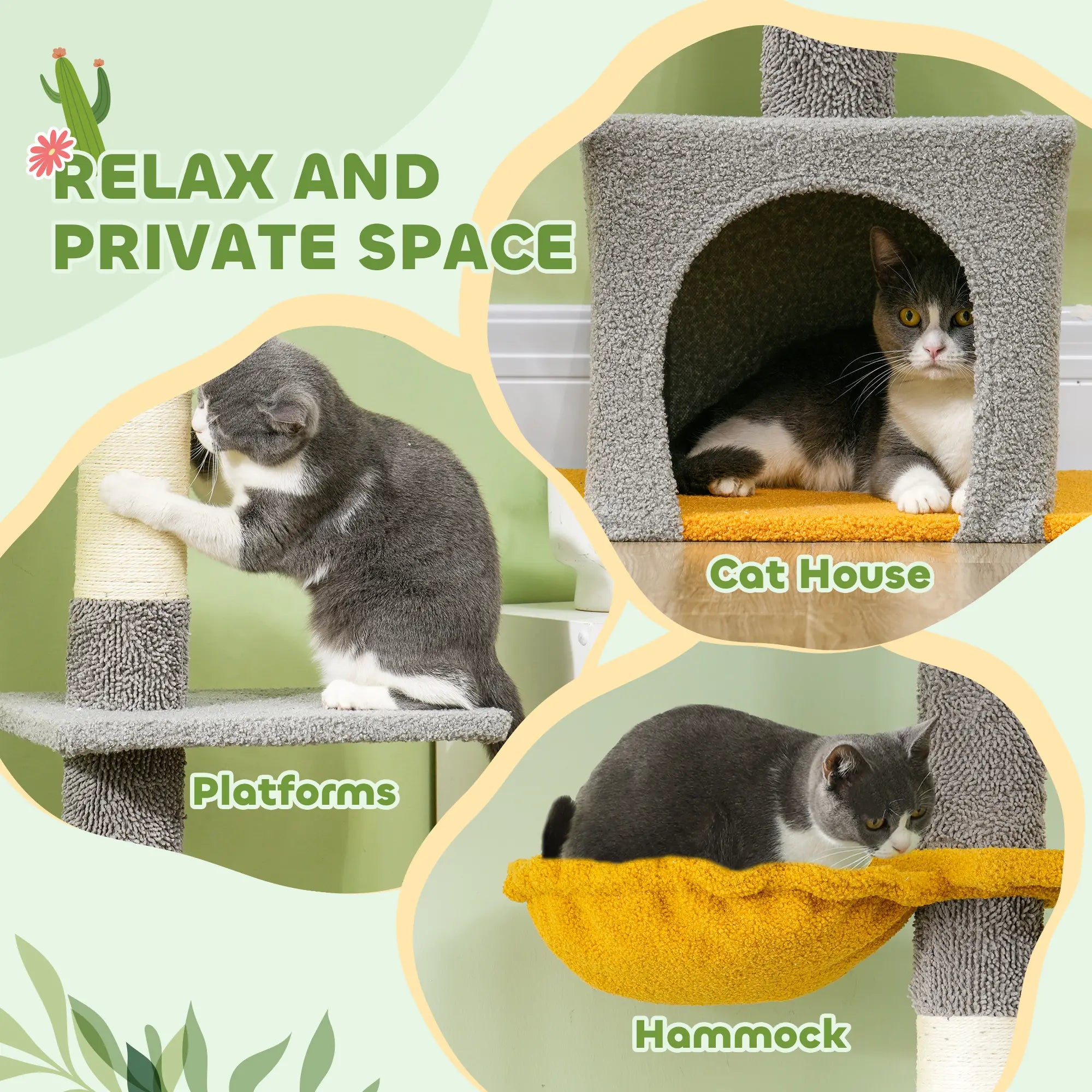 Adjustable Cat Tree Tower, 90.5
