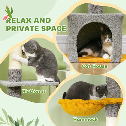 Adjustable Cat Tree Tower, 90.5"-108", Scratching Posts, Hammock, Light Grey Floor to Ceiling Cat Trees at Gallery Canada