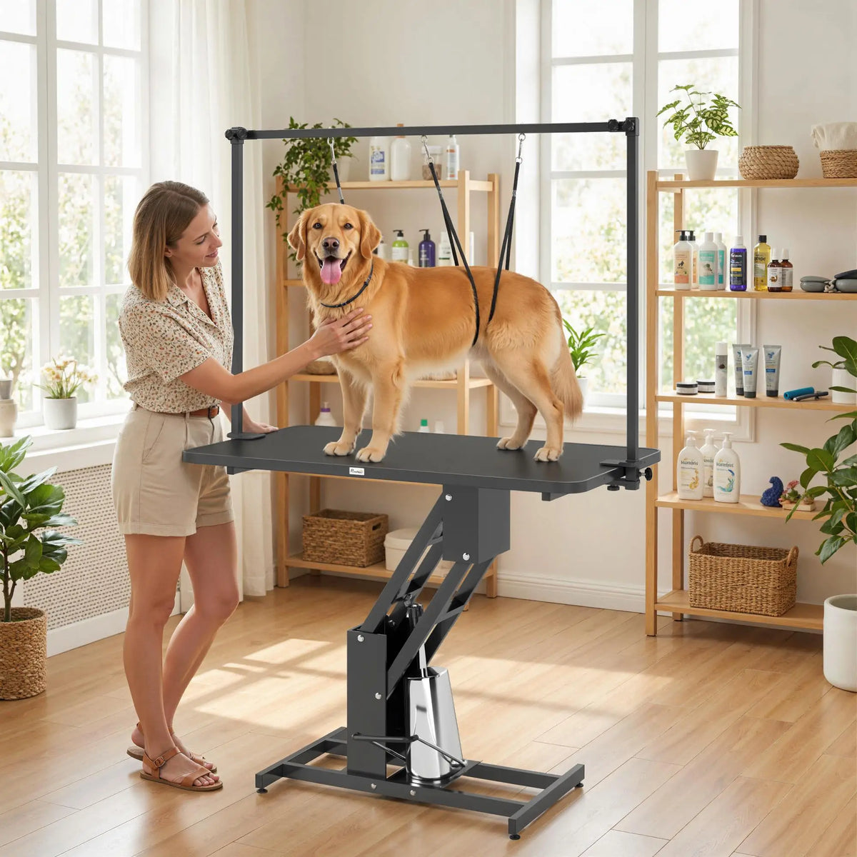 43" L Hydraulic Dog Grooming Table, Z-Lift Height Adjustable Pet Grooming Table with Noose and Non-Slip Tabletop Dog Grooming Tables at Gallery Canada