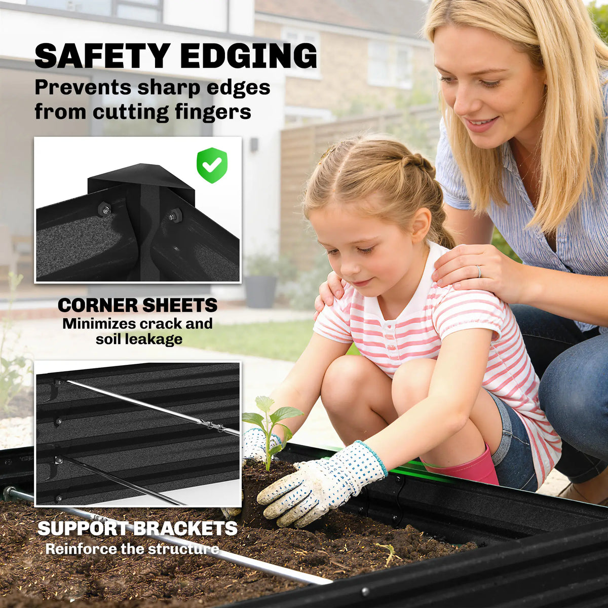 8 x 4 x 1ft Galvanized Raised Garden Bed, Reinforced Planter Box, Black Galvanized Planter Boxes at Gallery Canada