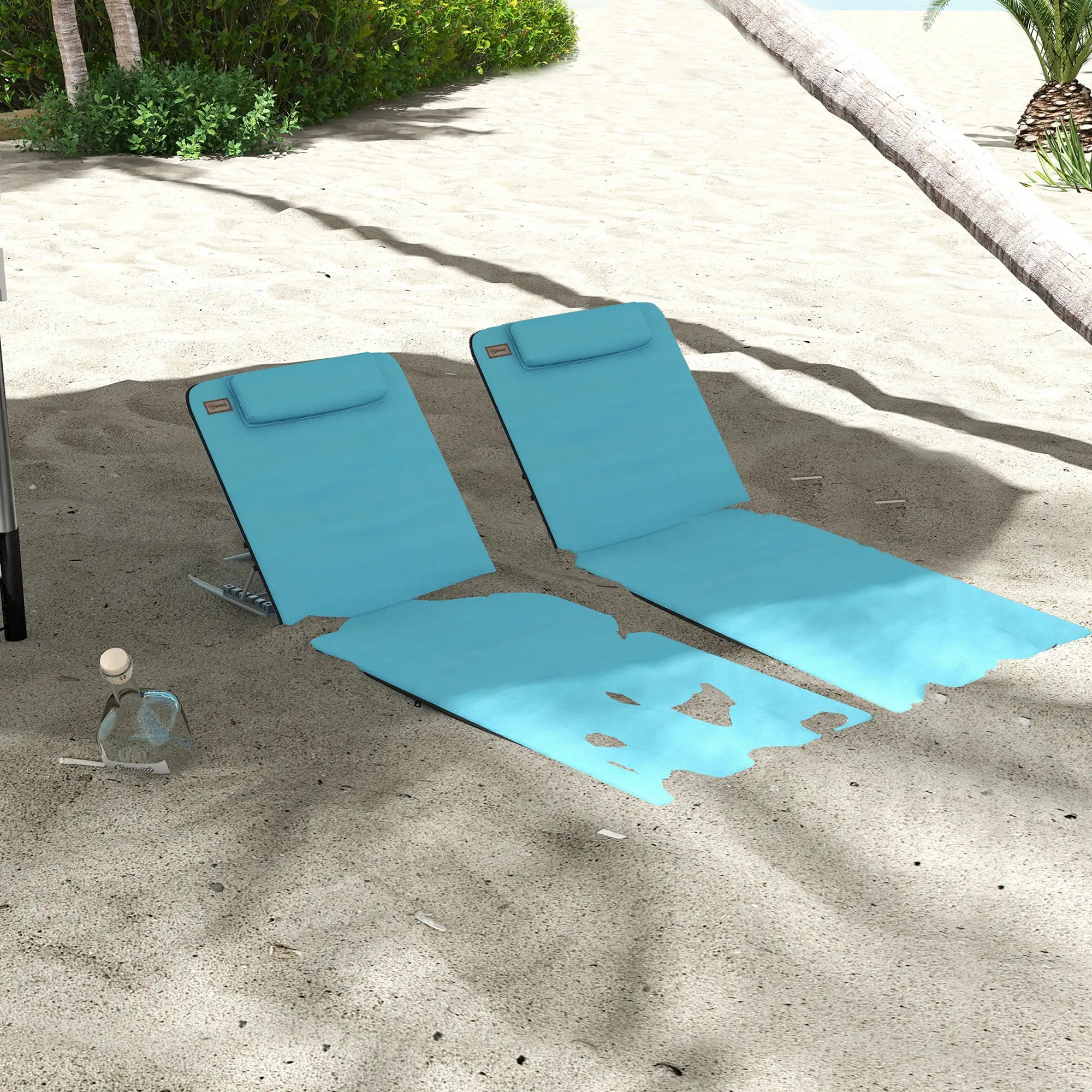 Beach Lounge Chair Set, 2 Pieces, Folding Chaise, Blue Beach Accessories at Gallery Canada