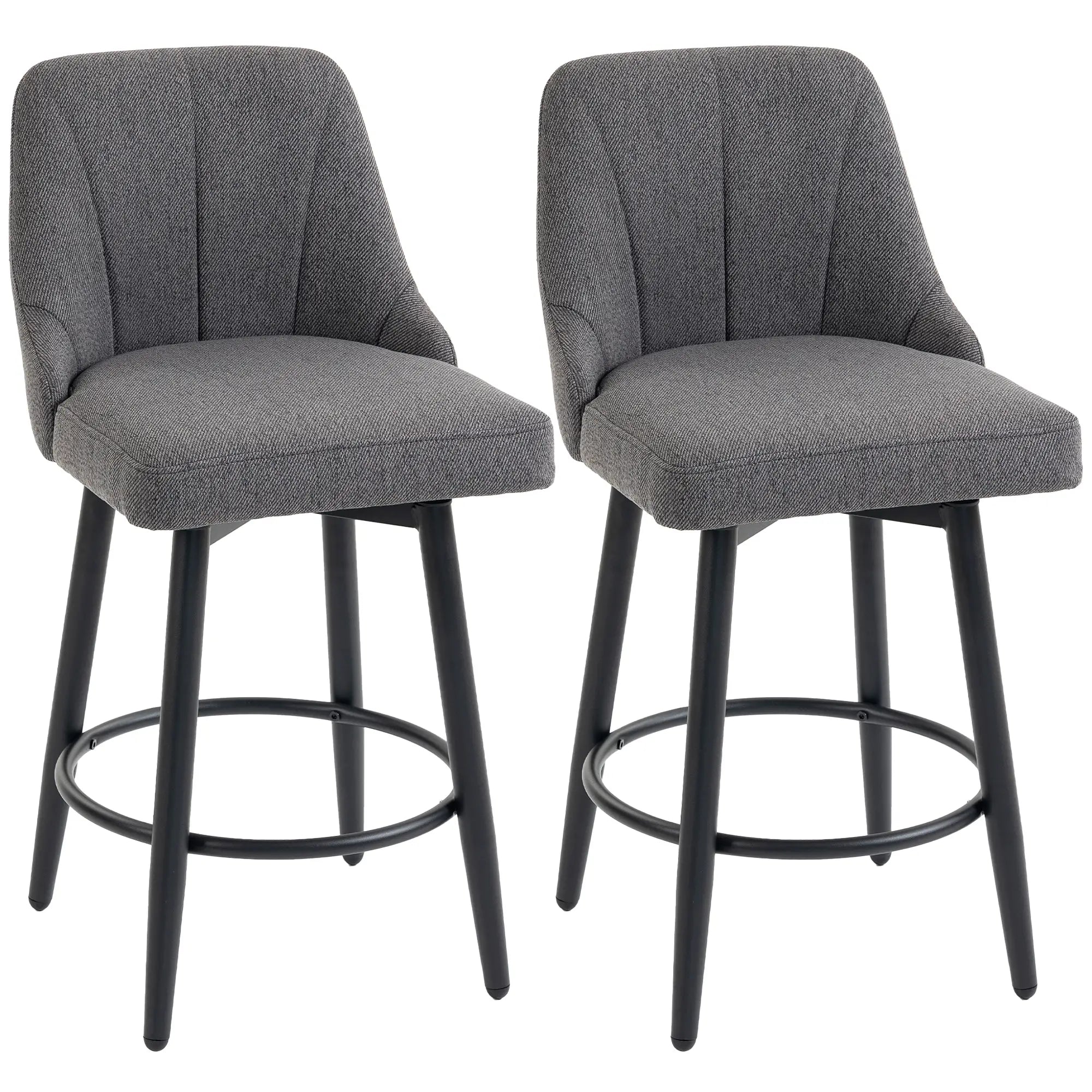 Swivel Bar Stools Set of 2, Counter Height, Dark Grey Bar Stools at Gallery Canada