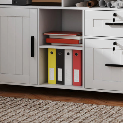 Mobile Printer Stand with Charging Station, Locking Filing Cabinet for A4 and Letter Size, White Office Cabinets & Cupboards at Gallery Canada