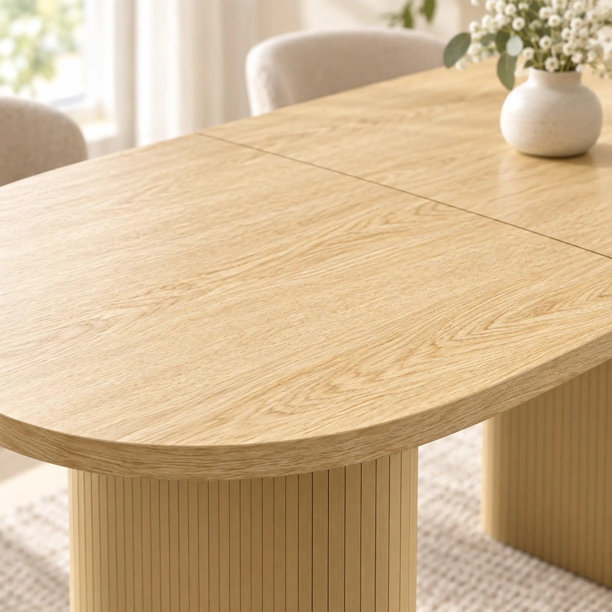Farmhouse Dining Table Curved Top Kitchen Table Oak Wood Grain, Oak Dining Tables at Gallery Canada