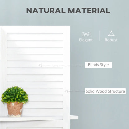 4-Panel Wall Partition, 3 Storage Shelves, Foldable, Wooden Frame, 5.6FT, White Room Dividers at Gallery Canada
