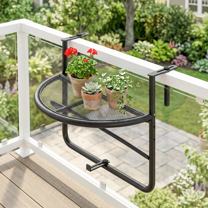 Adjustable Balcony Hanging Rail Table, Metal Mounting Mini Wall Desk, Black Balcony Table Hanging at Gallery Canada