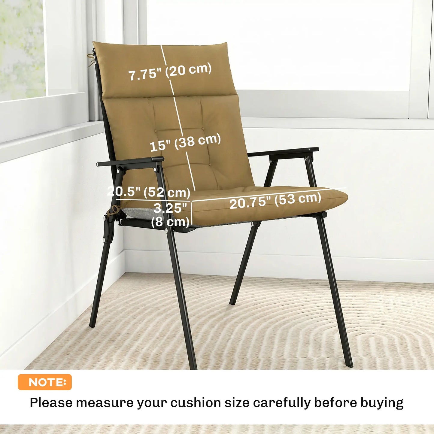 Patio Chair Cushions Set Of 4, Waterproof Non-Slip, 44"x21", Khaki Patio Chair Cushions at Gallery Canada