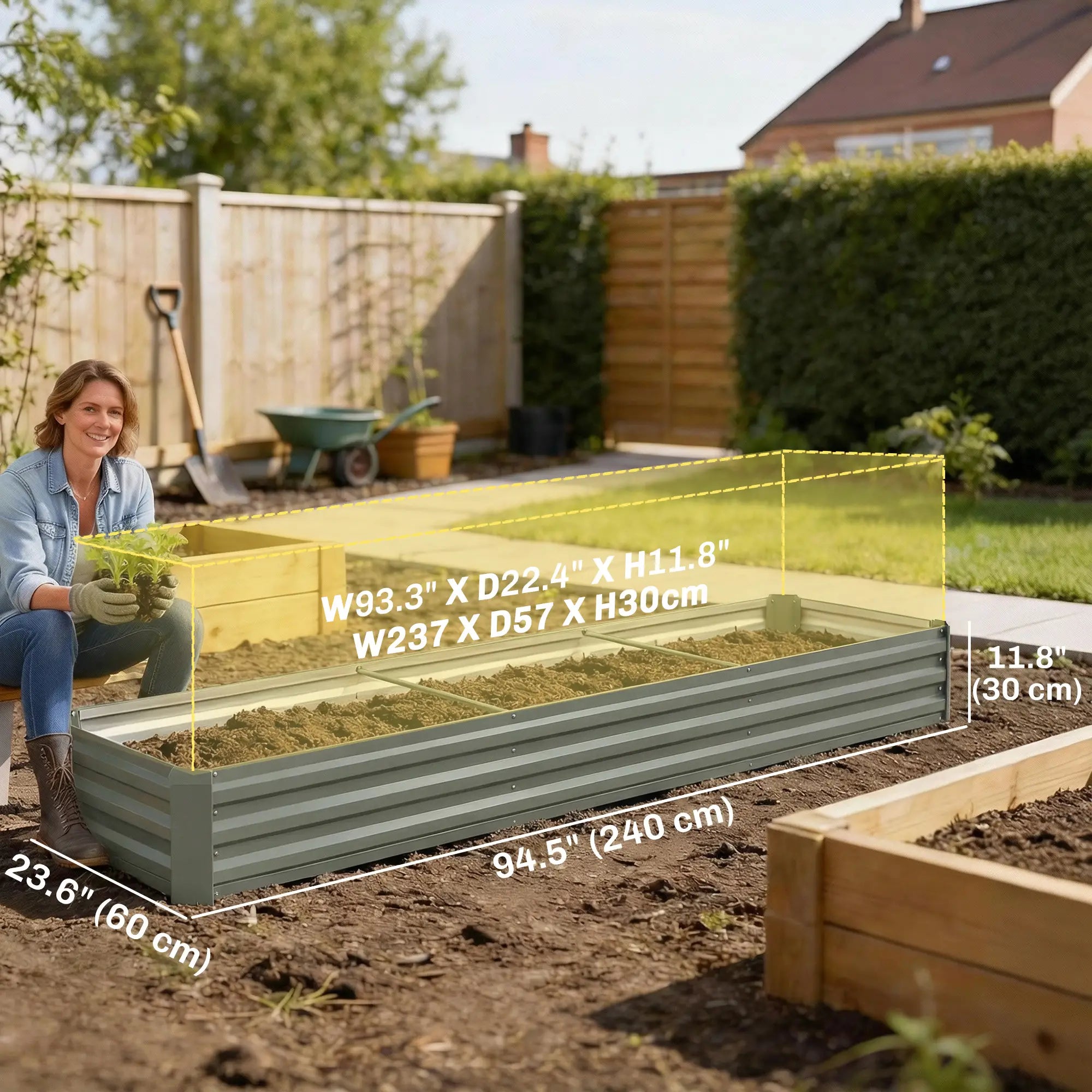 8'x2'x1' Galvanized Raised Bed, Large Elevated Planter Box, Galvanized Galvanized Planter Boxes at Gallery Canada