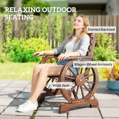 Wood Outdoor Patio Lounge Chair, Carbonized, Slatted Wide Seat Patio Chairs at Gallery Canada