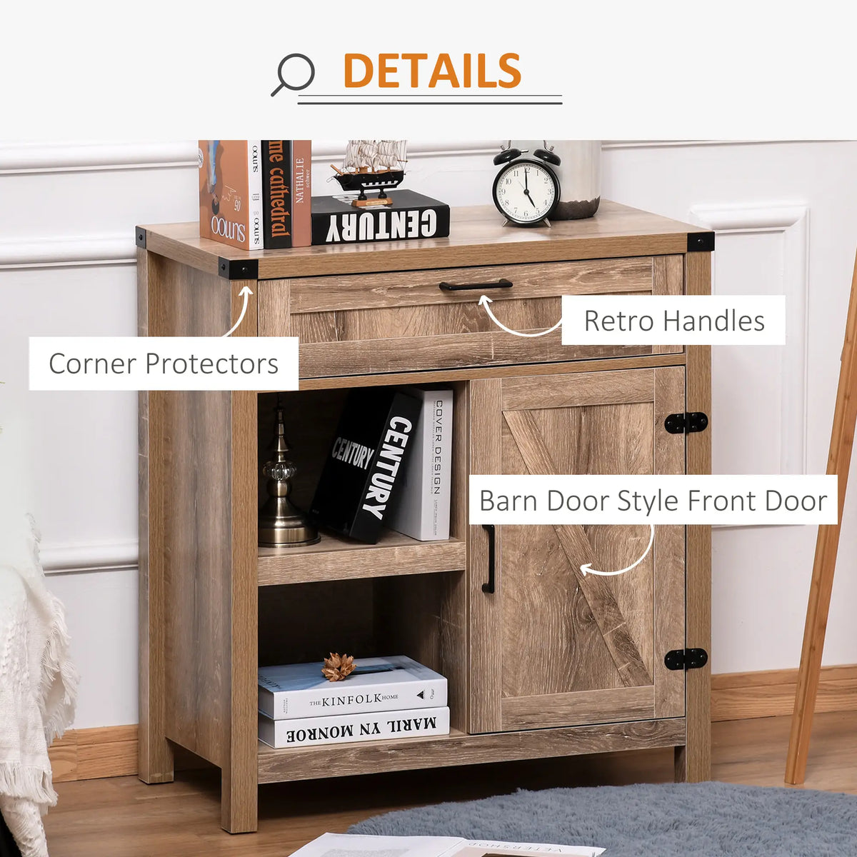 Rustic Barn Door Storage Cabinet, Modern Farmhouse Buffet Sideboard, Light Oak Bar Cabinets at Gallery Canada
