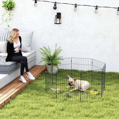 Foldable Metal Dog Playpen, Expandable Pet Fence, 20" x 24", 8 Panels, Black Dog PlayPens at Gallery Canada