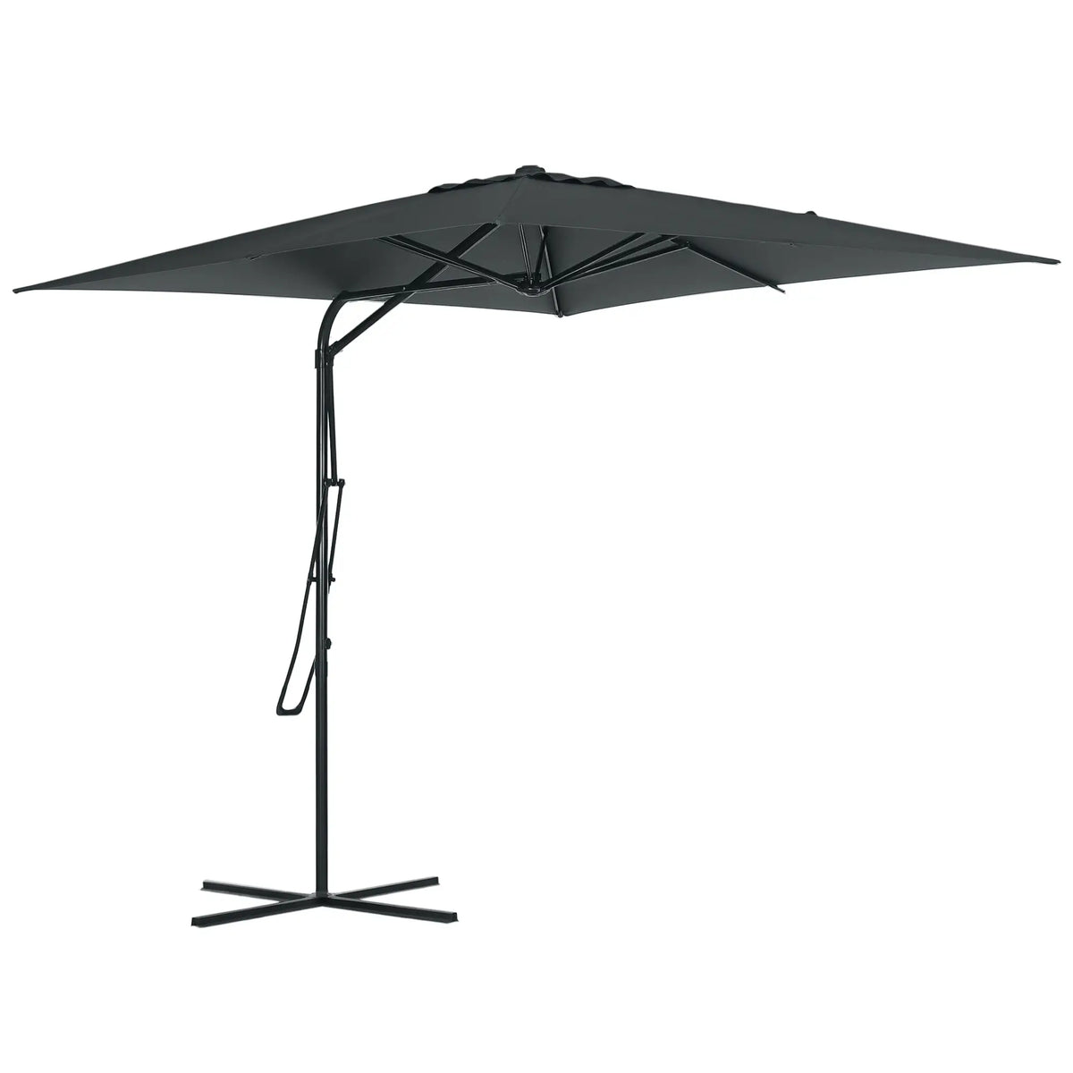 8FT Cantilever Patio Umbrella, Offset with Cross Base, Dark Gray Cantilever Umbrellas Dark Grey at Gallery Canada
