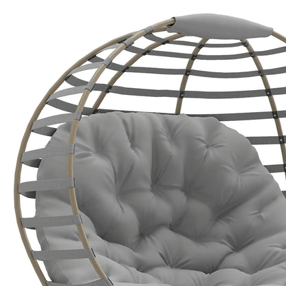 Egg Patio Lounge Chair, Foldable, with Cushion & Pocket, Light Grey, Light Grey Patio Chairs at Gallery Canada