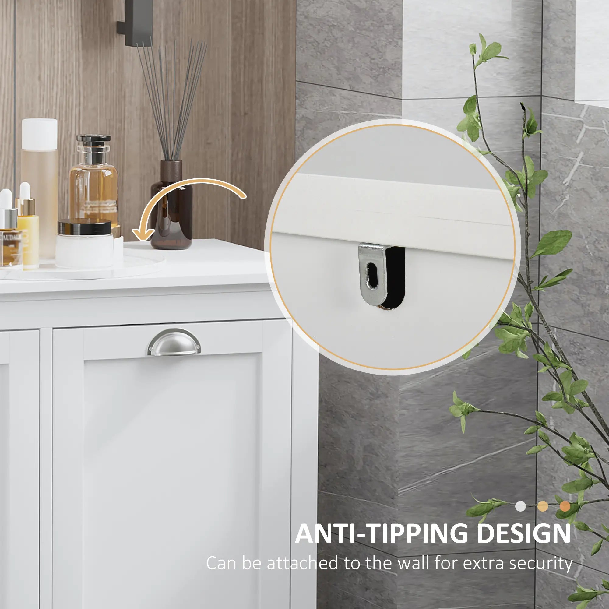 Tilt-Out Laundry Cabinet, Bathroom Organizer, 2-Compartment Hamper, White Bathroom Cabinets at Gallery Canada