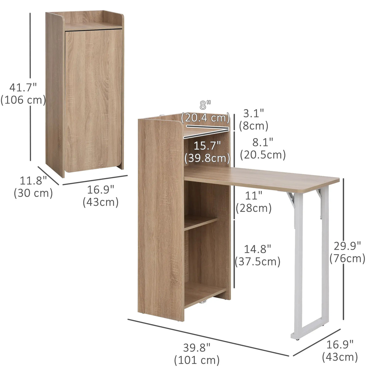 2 In 1 Folding Drop Leaf Table, 4-Tier Shelf, Oak Bar Tables & Dining Tables at Gallery Canada