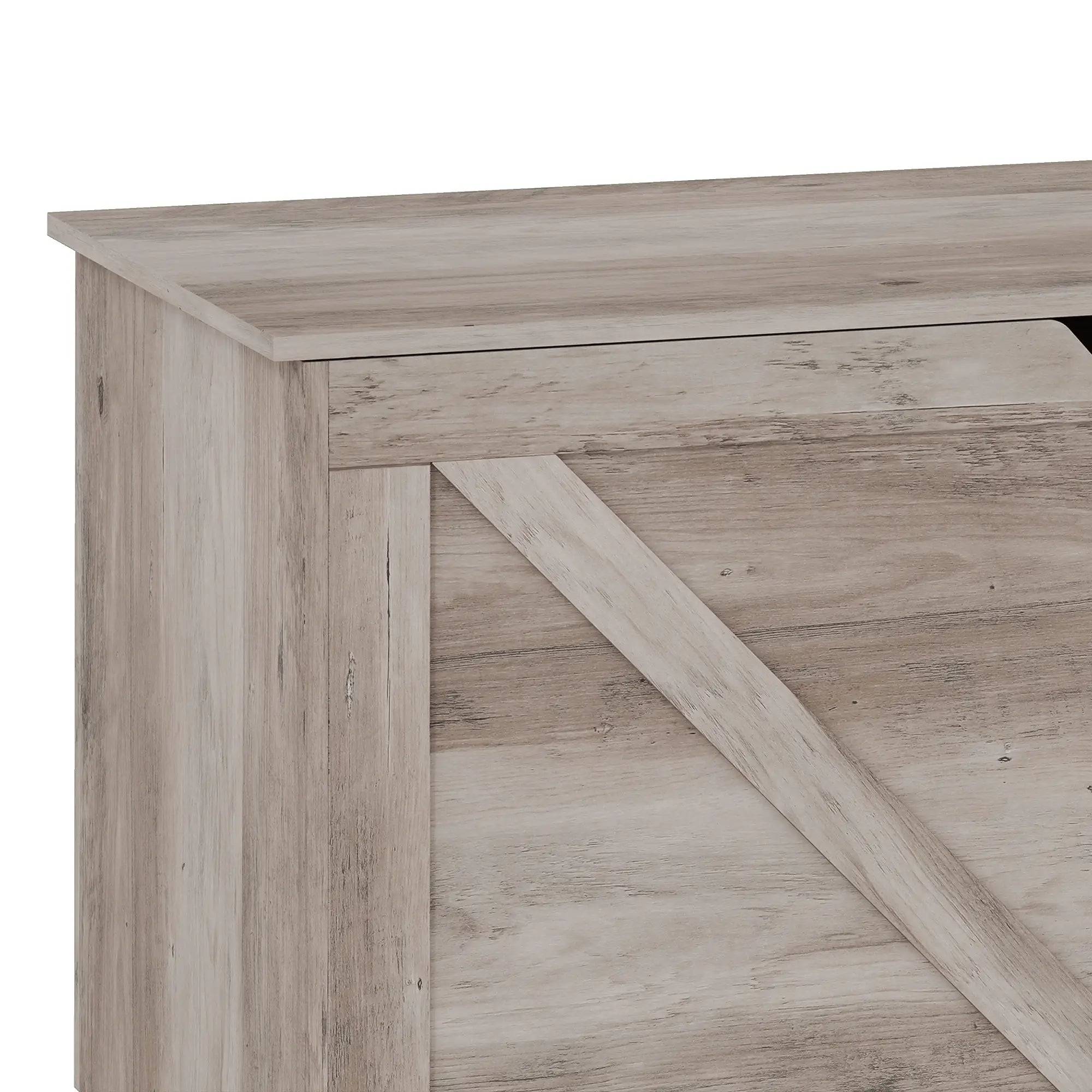 Storage Chest with Safety Hinges, Grey Wood Grain, 39.4 Inches, Grey Storage Cabinets at Gallery Canada