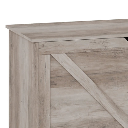 Storage Chest with Safety Hinges, Grey Wood Grain, 39.4 Inches, Grey Storage Cabinets at Gallery Canada