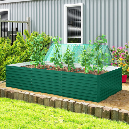 8' x 4' x 2' Raised Garden Bed, Galvanized Planter Box, Green