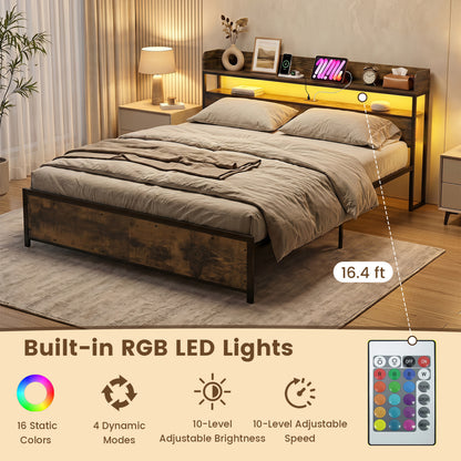 Bed Frame with Power Outlets, King Size, LED Beds & Bed Frames at Gallery Canada