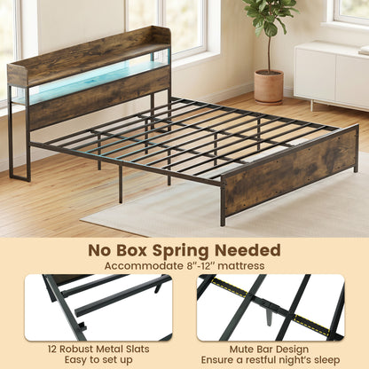 Bed Frame with Power Outlets, King Size, LED Beds & Bed Frames at Gallery Canada