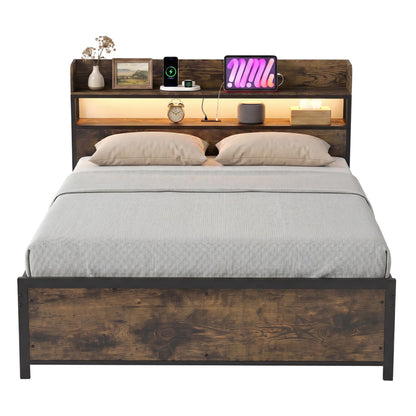 Bed Frame With Power Outlets And Storage Headboard, Queen, LED Beds & Bed Frames at Gallery Canada