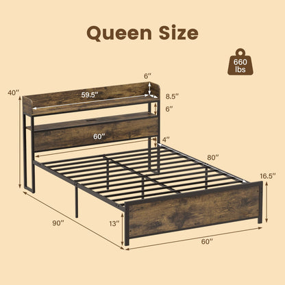 Bed Frame With Power Outlets And Storage Headboard, Queen, LED Beds & Bed Frames at Gallery Canada