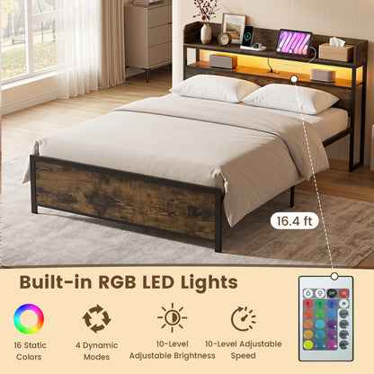 Bed Frame With Power Outlets And Storage Headboard, Queen, LED Beds & Bed Frames at Gallery Canada