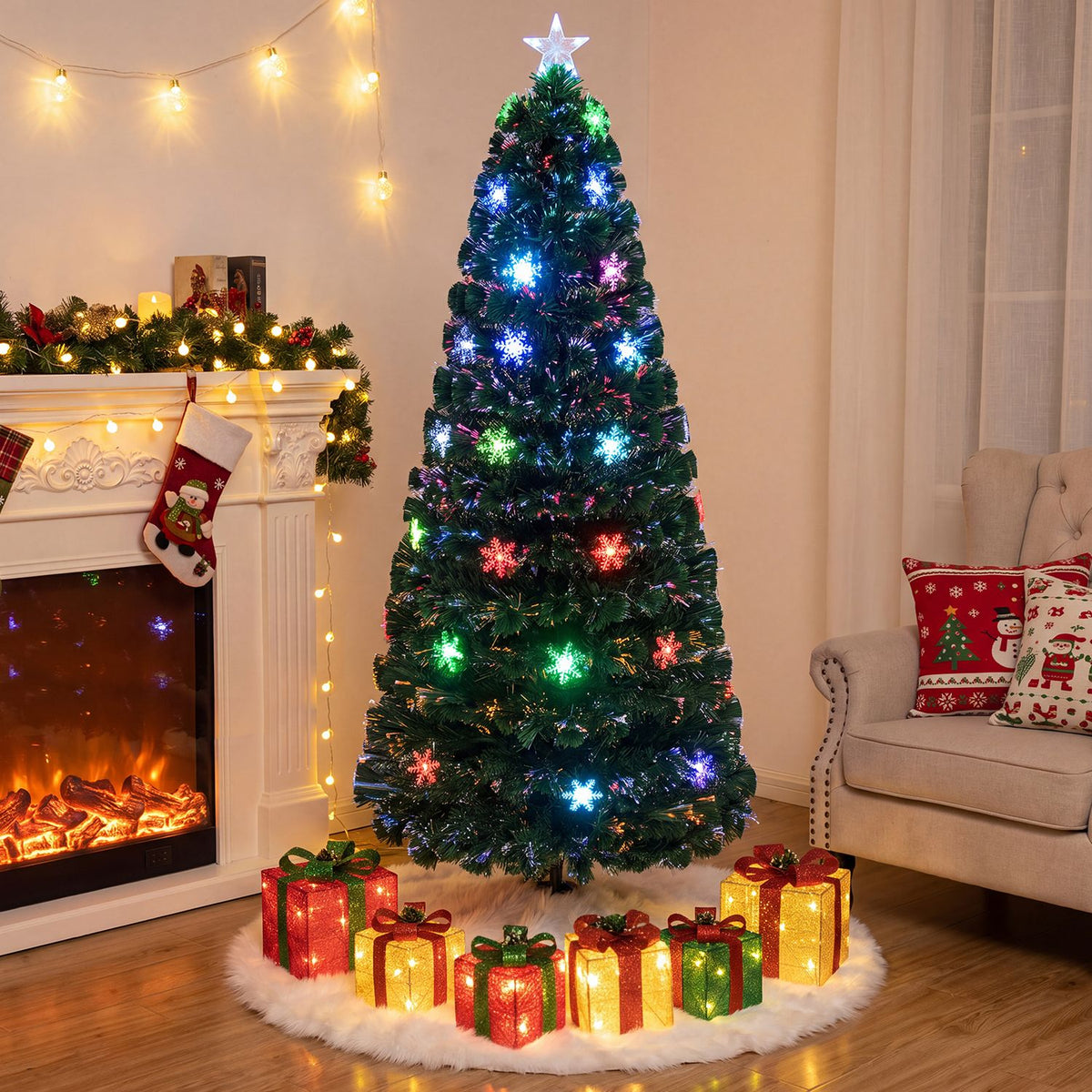 6 Feet LED Optic Artificial Christmas Tree, Green Christmas Tree at Gallery Canada