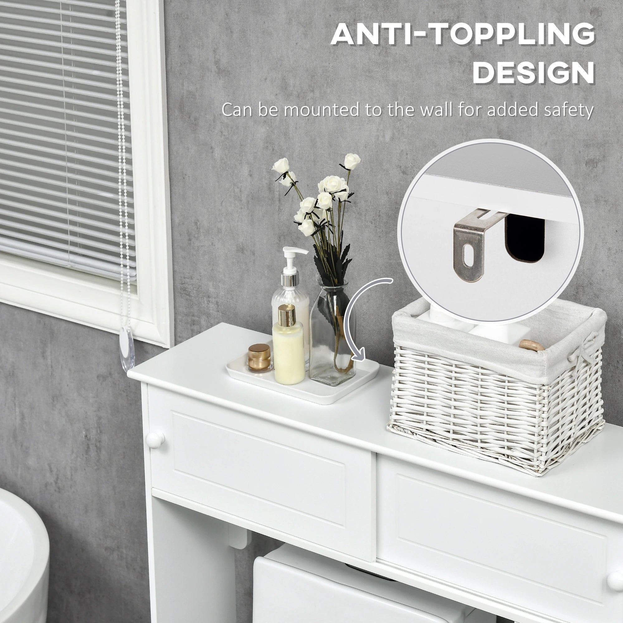 Over Toilet Storage, Bathroom Cabinet, 2 Sliding Doors, 3 Shelves Over The Toilet Storage at Gallery Canada