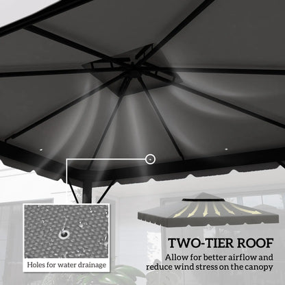 10' x 10' Gazebo Replacement Canopy, Double Vented Roof, Grey Gazebo Canopy Replacement at Gallery Canada