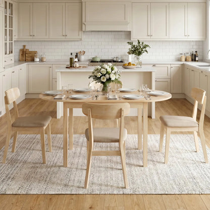 Solid Wood Drop Leaf Kitchen Table, Folding Dining Table, Natural