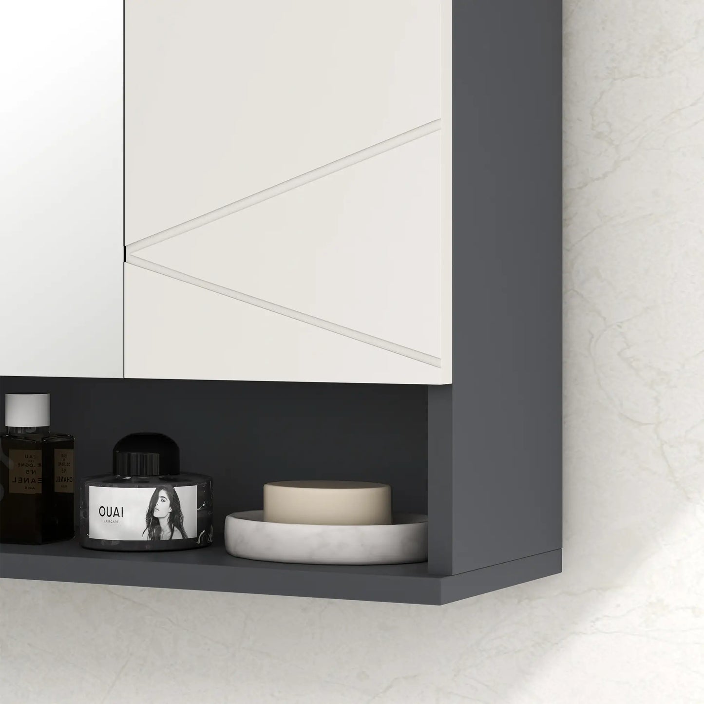 Wall Mounted Medicine Cabinet, Mirrored Door, Adjustable Shelf, Light Grey Mirror Medicine Cabinets at Gallery Canada