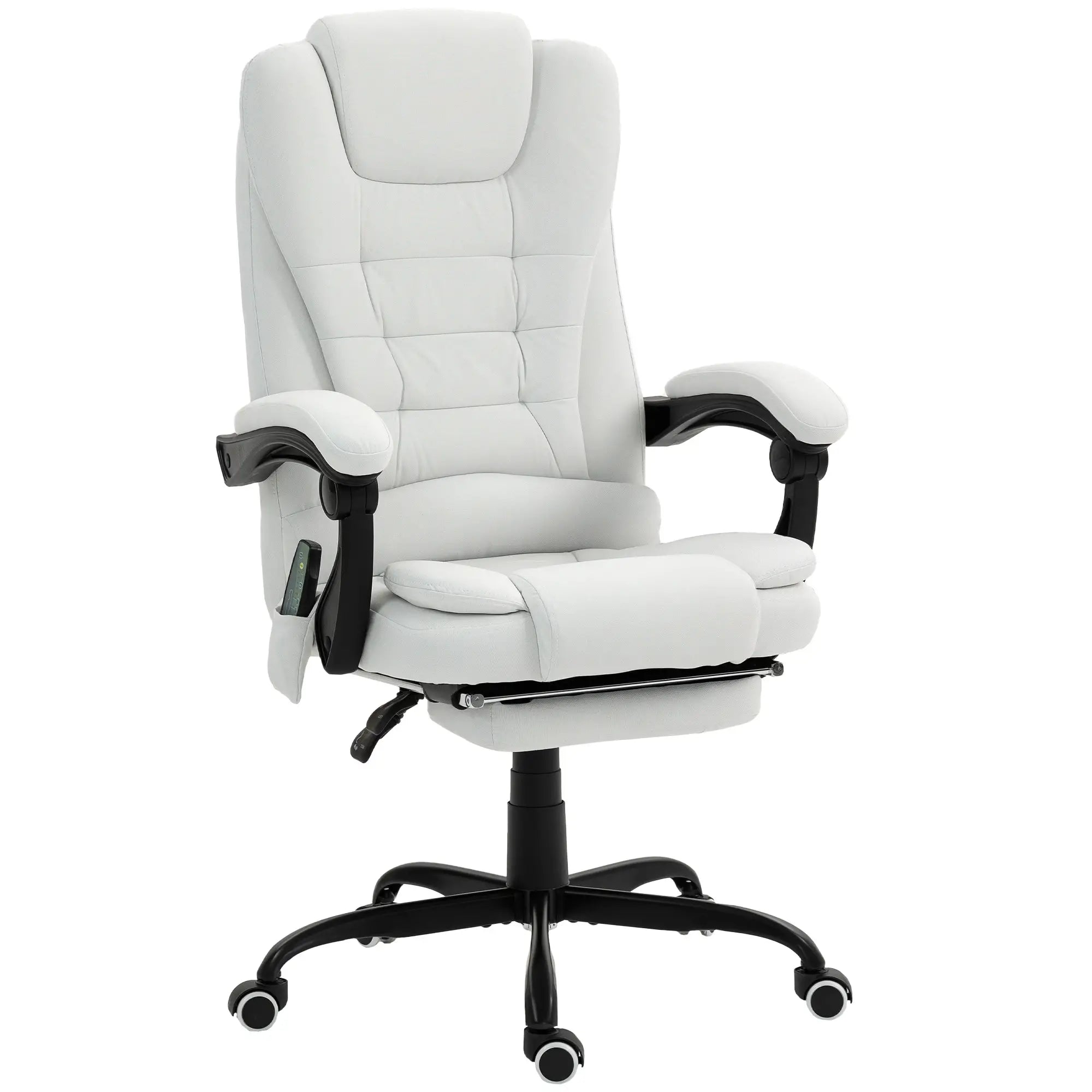 7-Point Vibrating Massage Chair, Reclining Office Chair With Footrest, White Massage Chairs White at Gallery Canada