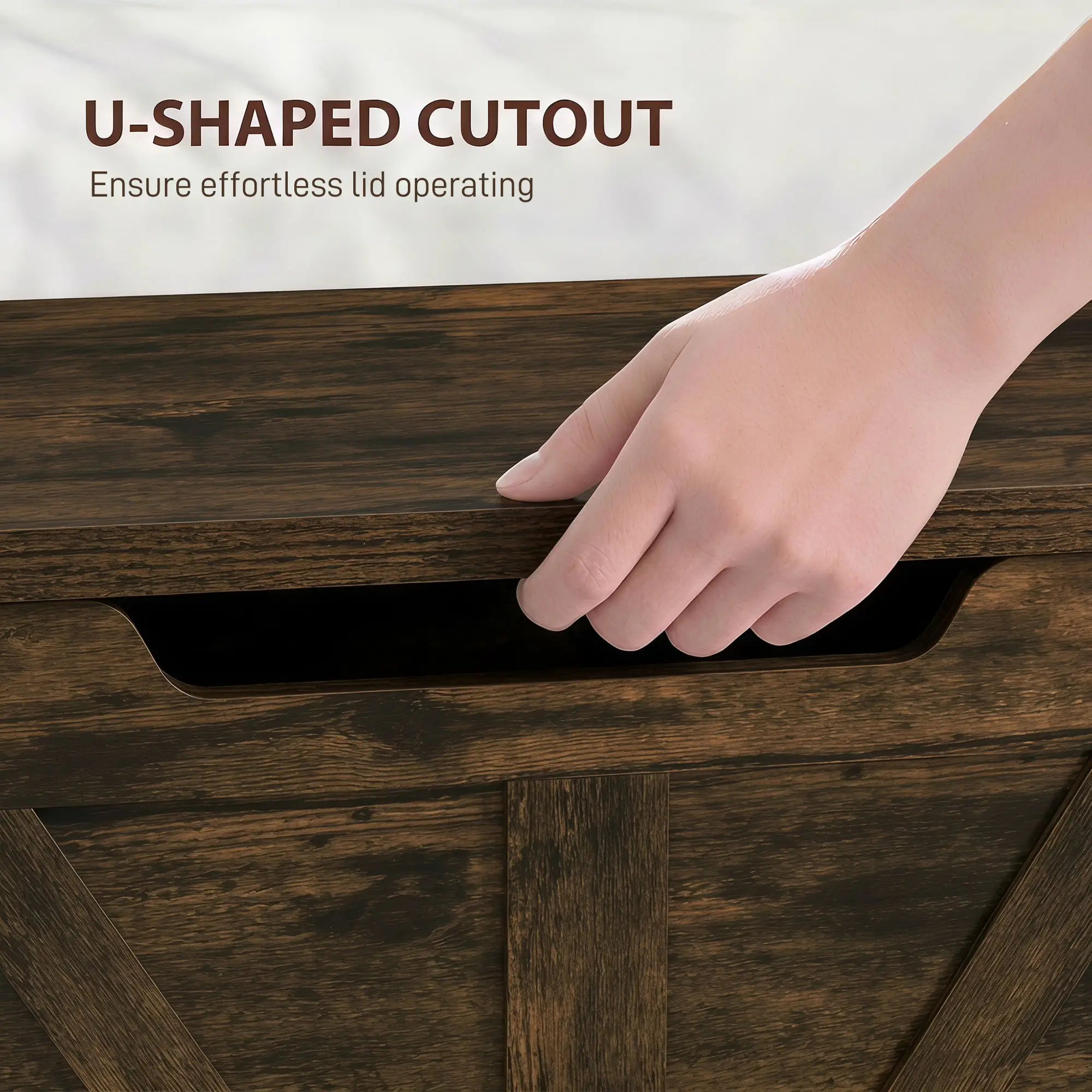 31.5 Inches Storage Chest with Safety Hinge, Rustic Brown Storage Cabinets at Gallery Canada