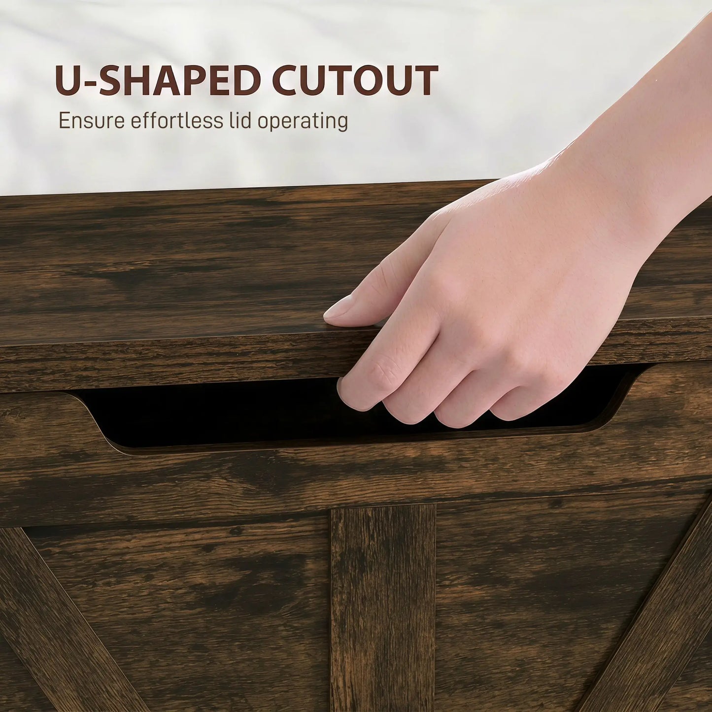 31.5 Inches Storage Chest with Safety Hinge, Rustic Brown Storage Cabinets at Gallery Canada
