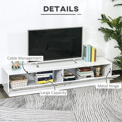 Lighted TV Stand for 75" TVs, Storage Cabinet, High Gloss, White TV Stands at Gallery Canada