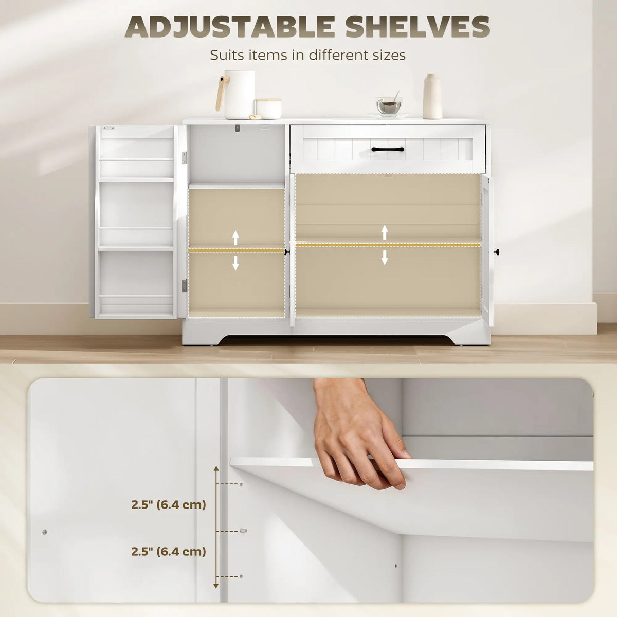 44" Modern Kitchen Cabinet With Drawer, White Bar Cabinets at Gallery Canada