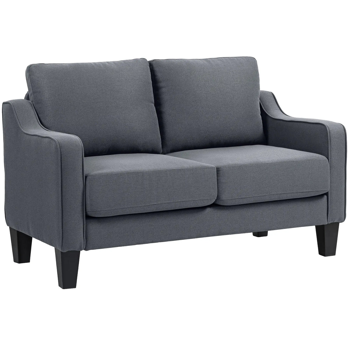 Modern Loveseat Sofa, Pocket Spring, Linen Upholstered, Charcoal Grey 2-Seater Sofas at Gallery Canada