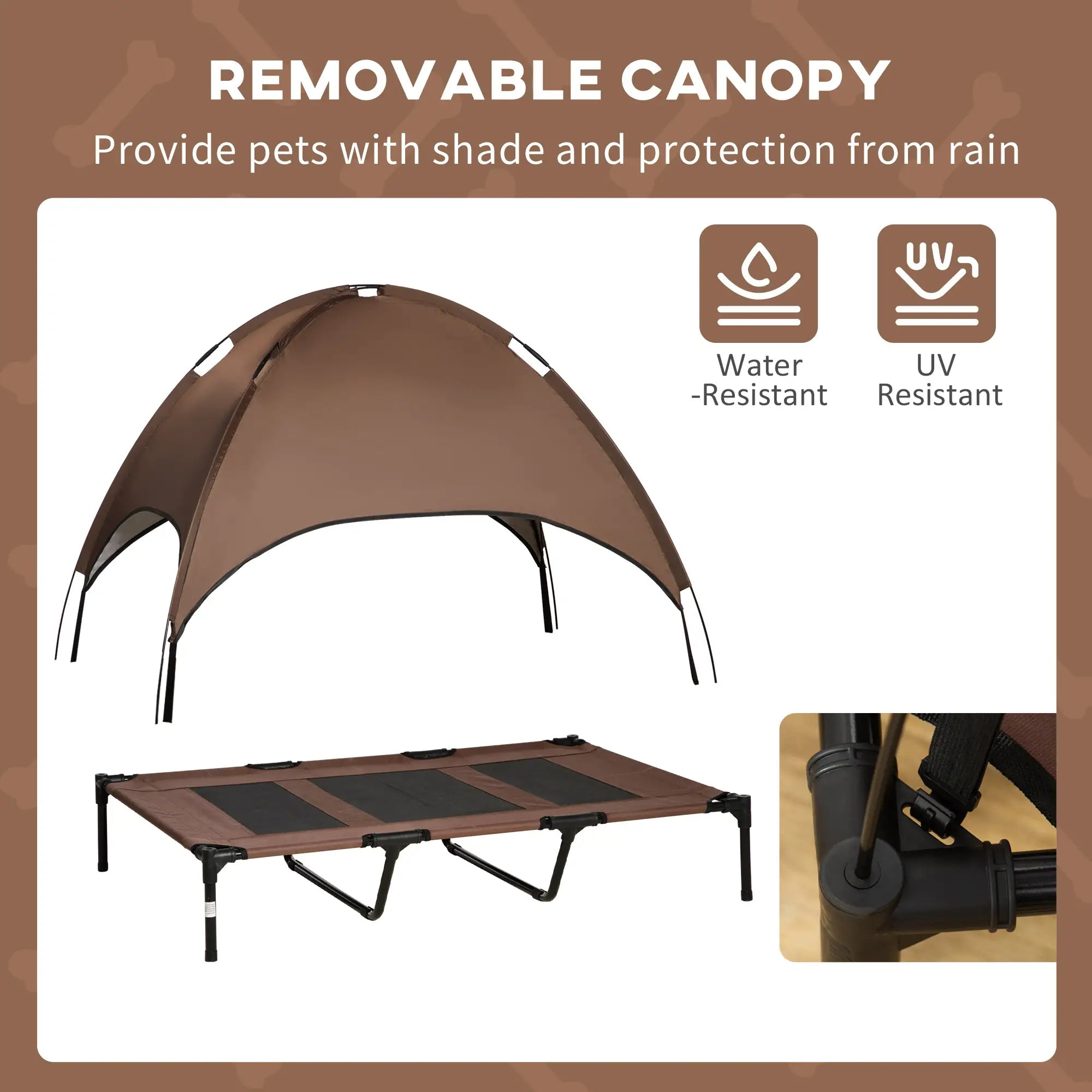 Elevated Dog Bed with Canopy, Portable Dog Cot, XL, 48