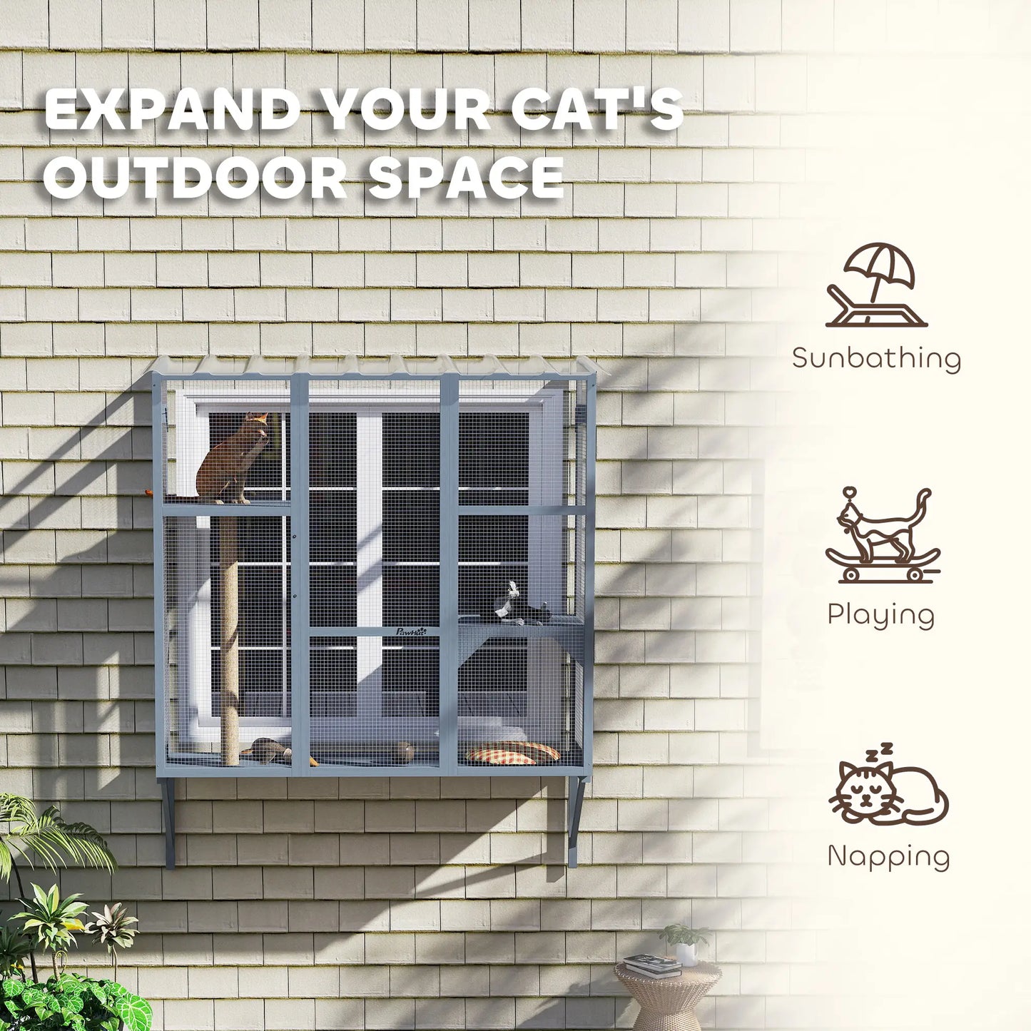 Wooden Catio Outdoor Enclosure, Large Size, Grey Outdoor Cat Enclosures at Gallery Canada