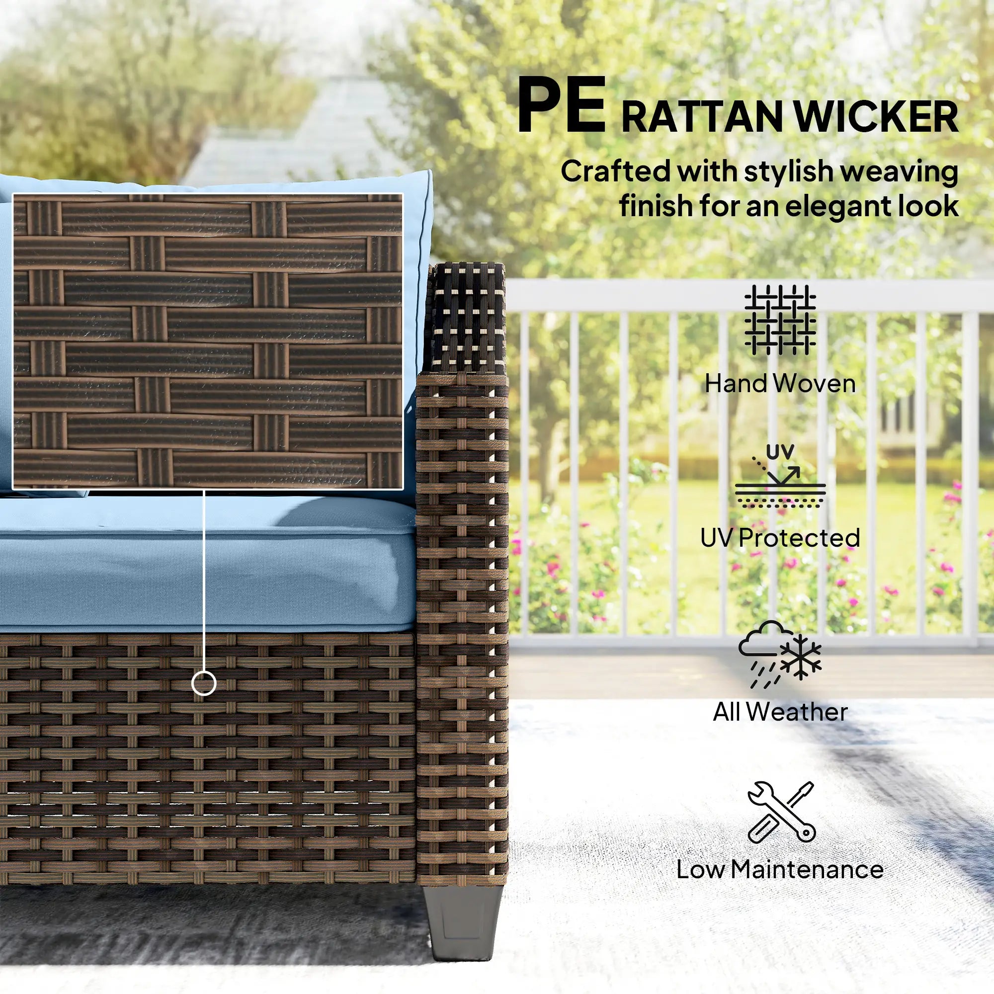 PE Wicker Outdoor Couch Sofa, 4-Seater Modular Patio Furniture, Blue Patio Furniture Sets at Gallery Canada