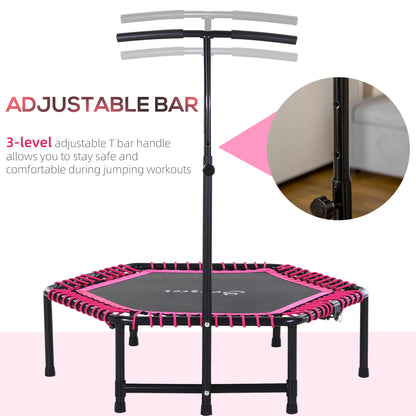 48" Hexagon Rebounder Trampoline, Fitness Bungee Jumper, Adjustable Bar, Pink Trampolines at Gallery Canada