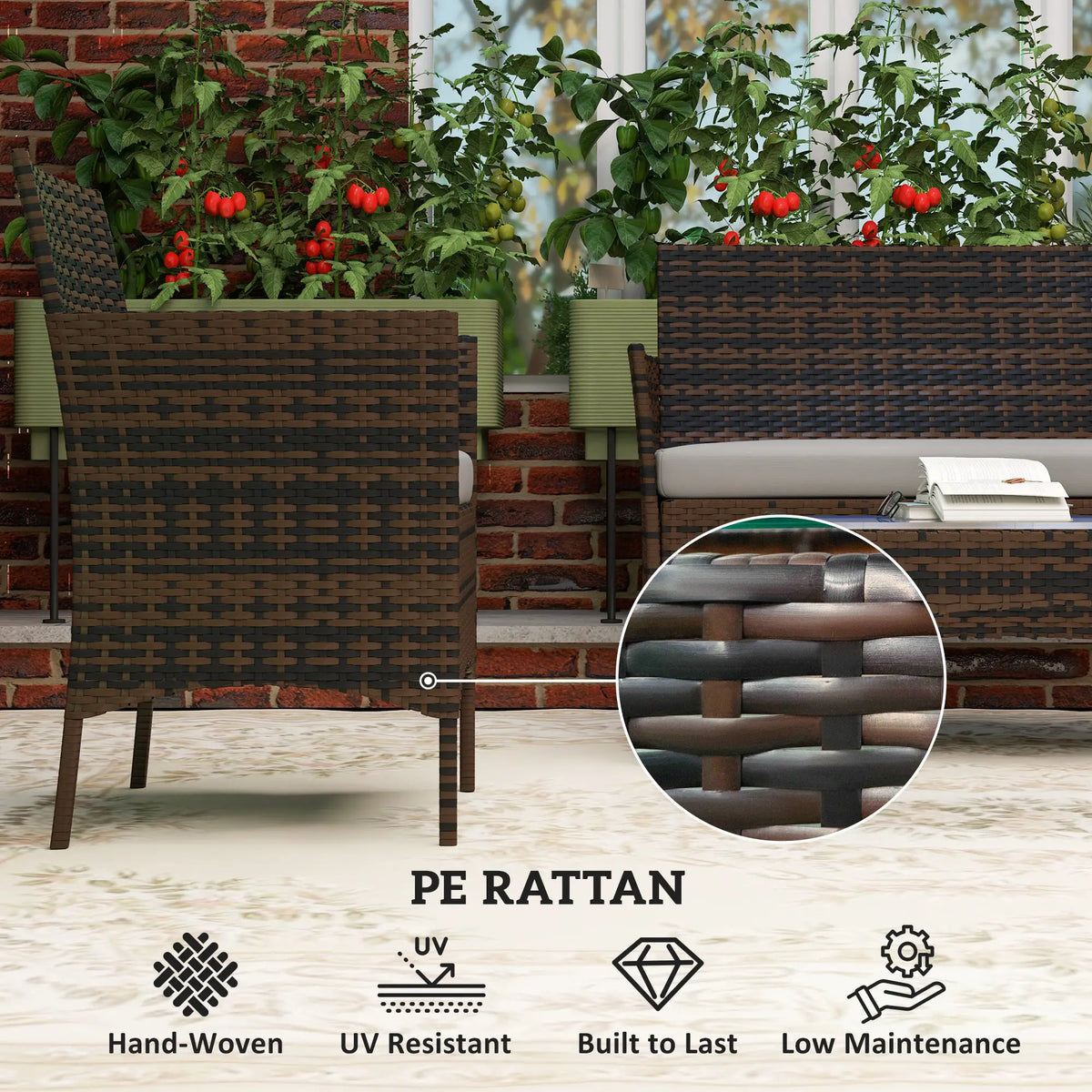 4-Piece Wicker Outdoor Balcony Set, Rattan Patio Furniture, Grey Patio Furniture Sets at Gallery Canada