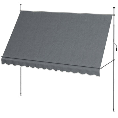 11.5' X 4' Freestanding Retractable Awning, Dark Grey Patio Awnings Dark Grey at Gallery Canada
