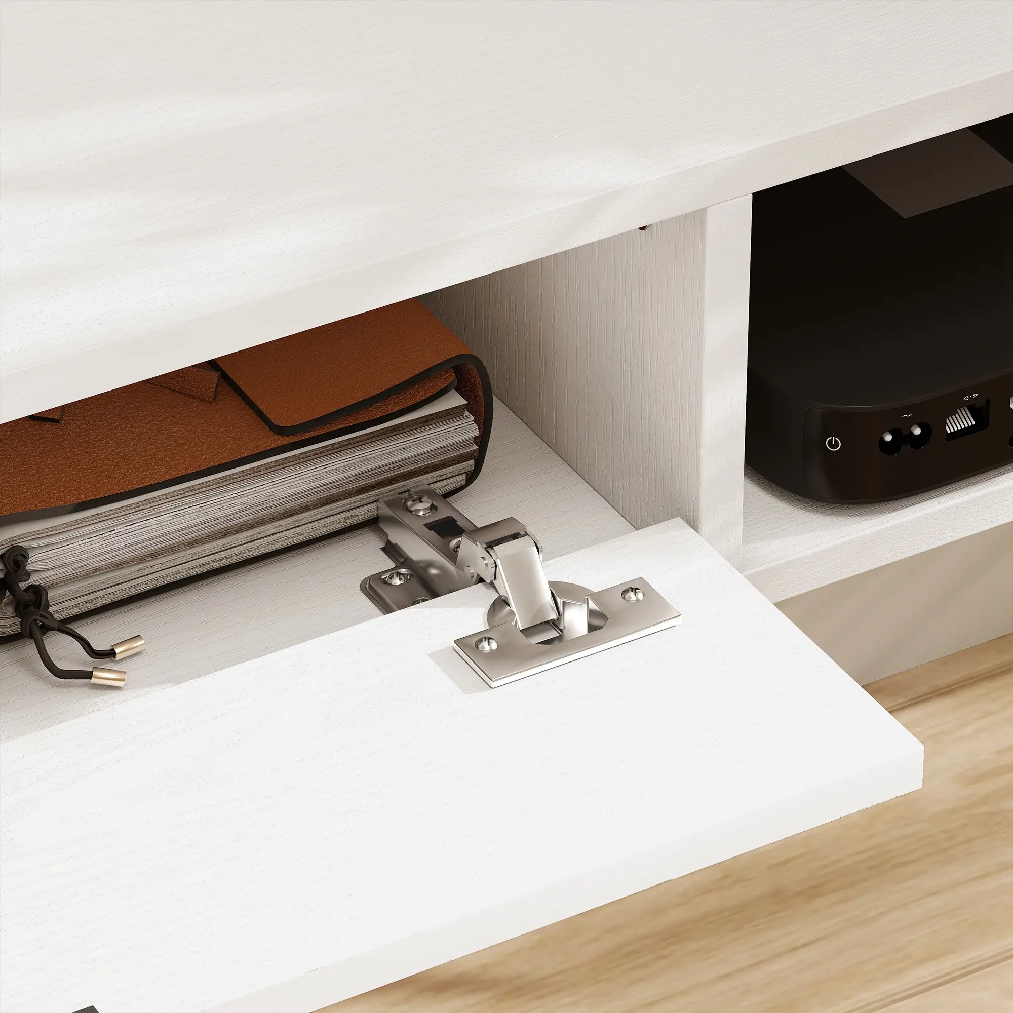 71 Inch Floating TV Stand, Wall Mounted Media Console, White TV Stands at Gallery Canada