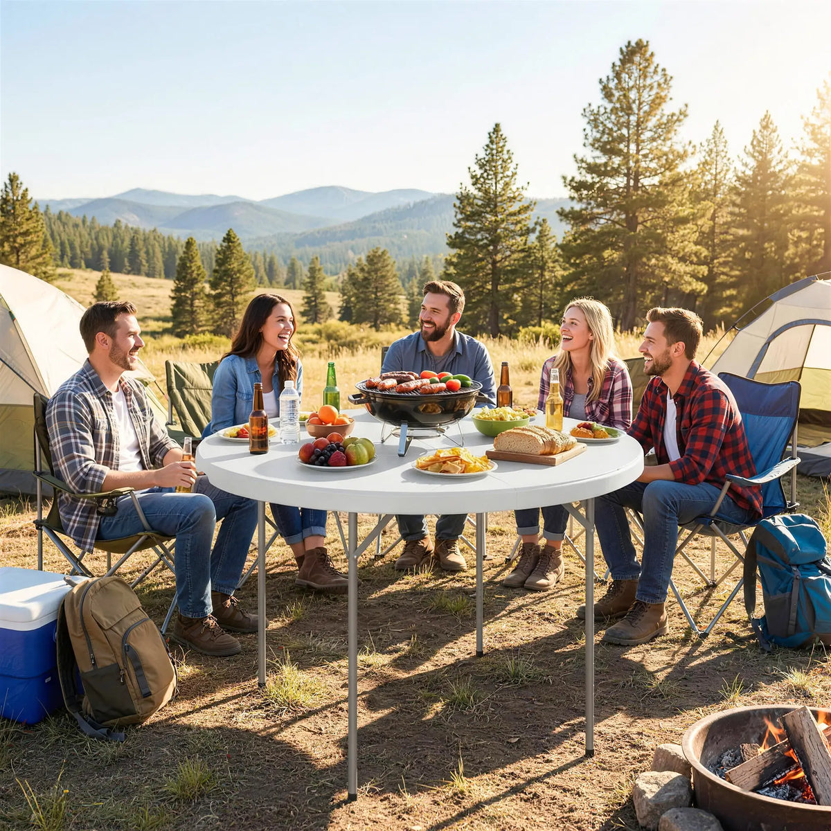 4ft Plastic Folding Picnic Table, Indoor Outdoor, White Picnic Tables & Camping Chairs at Gallery Canada