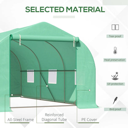 15' x 10' x 7' Walk-In Greenhouse, Steel Frame, Roll Up Door, Green Walk In Greenhouses at Gallery Canada