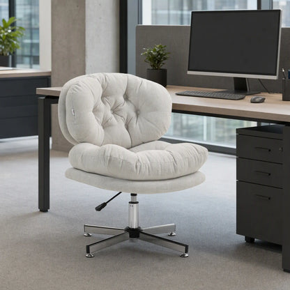 Armless Office Chair, Wide Padded Seat, Adjustable Height, Cream White Task Chairs at Gallery Canada