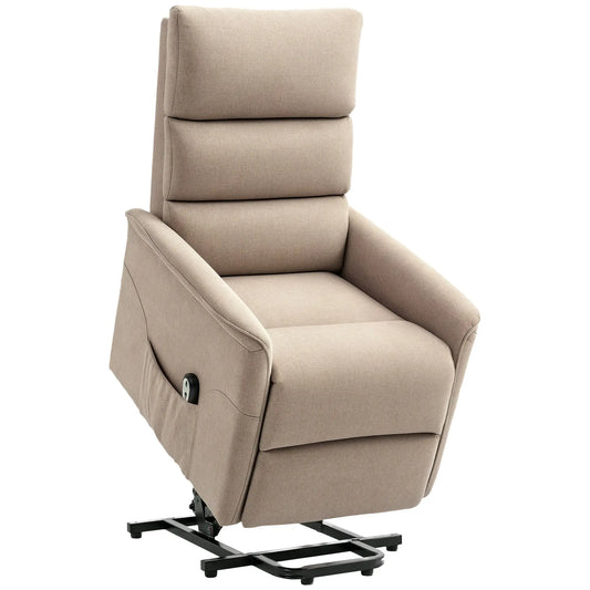 Power Lift Chair Recliner with Remote, Side Pockets, Brown Electric Power Lift Chairs Brown at Gallery Canada